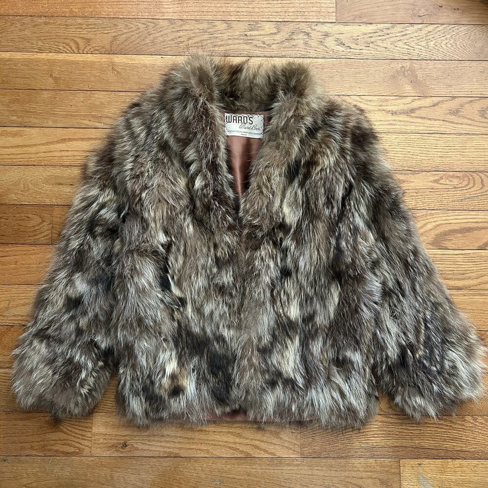 Vintage Wards Ward Bros Genuine Fox Fur Short Coat Hook Jacket Women’s S/M